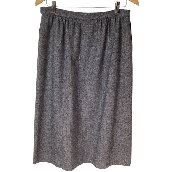 Vintage Pendleton Blue Gray Herringbone Wool Skirt - Size 14 - Picture 2 of 6